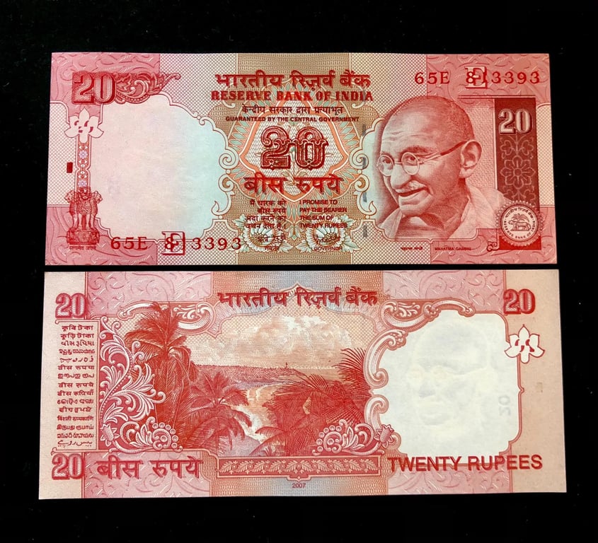 E 24 Rs 20 India Banknote Signature Series Signed by Y V Reddy Inset E ...