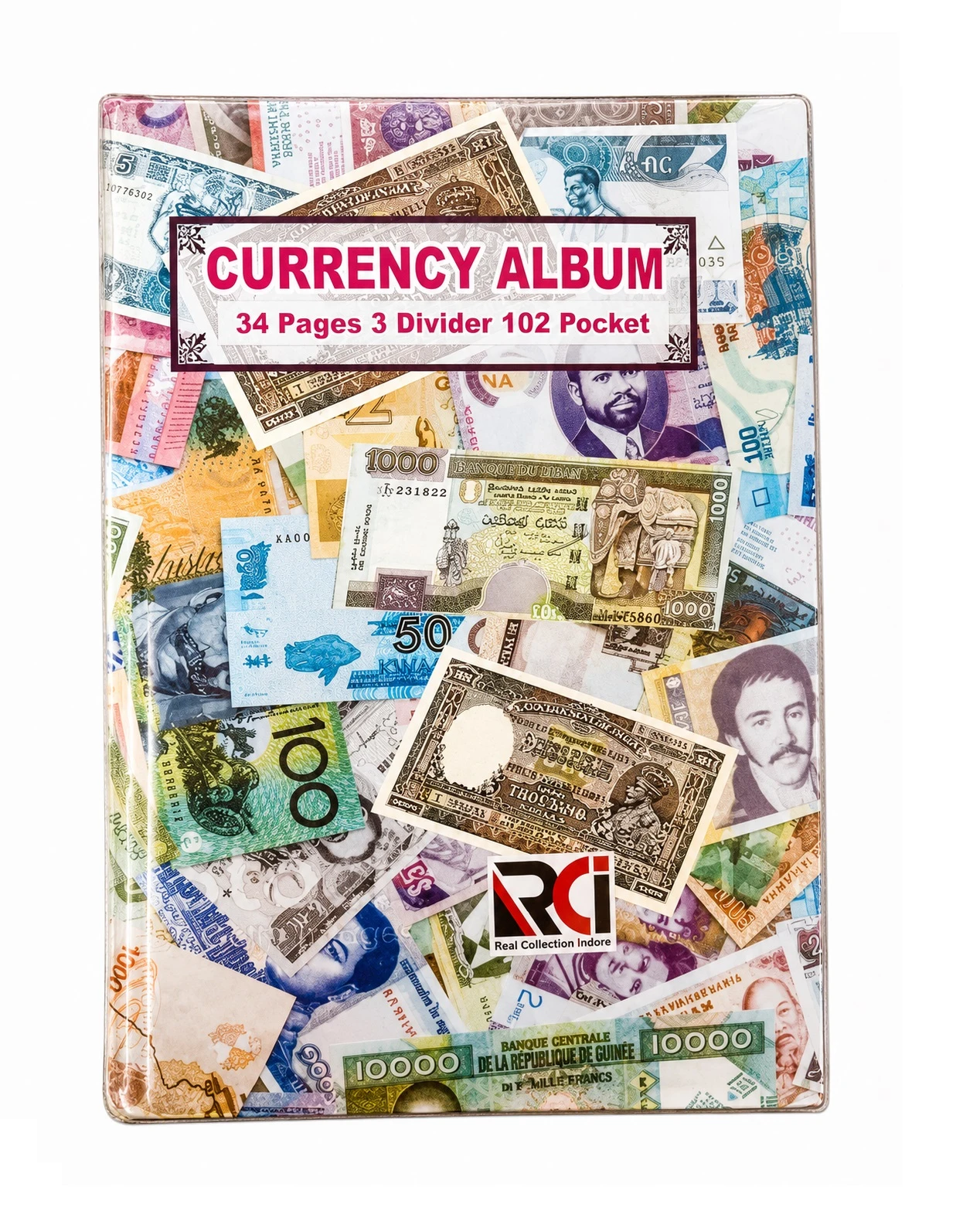 RCI 102 Pocket Currency Storage Album – 3 Dividers | For Big Notes Collection | 1 Pcs