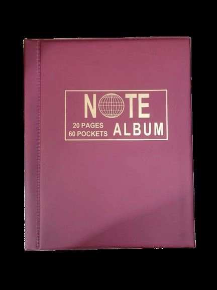 RCI Currency Album for Notes Collection 1 Pcs - (60 Pocket 3 Divider) - (RED)