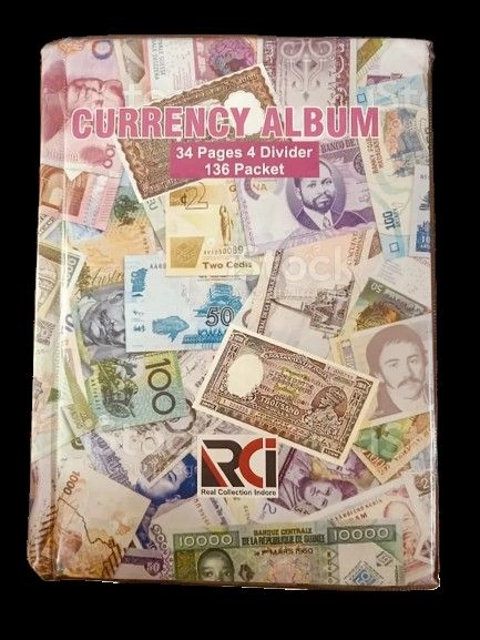 RCI 136 Pocket Currency Storage Album – 4 Dividers | For 1 to 20 Small Notes Collection | 1 Pcs
