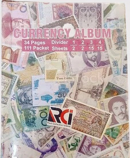 RCI 111 Pocket Currency Storage Album – 1 to 4 Dividers Mix | For Big & Small Notes Collection | 1 Pcs