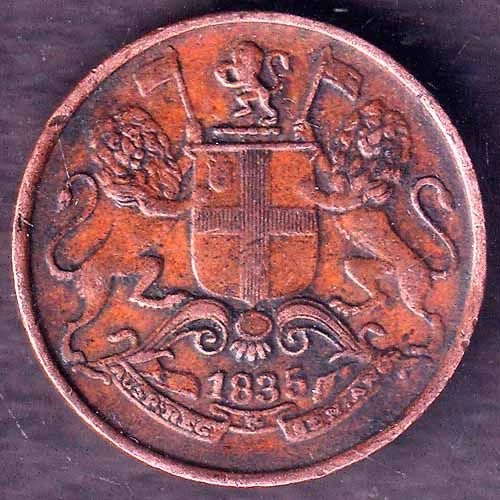 East India Company 1835 One Quarter Anna Copper Coin ANH3276