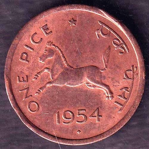 Governnment Of India 1954 bombay mint One Pice Coin  ANH3286
