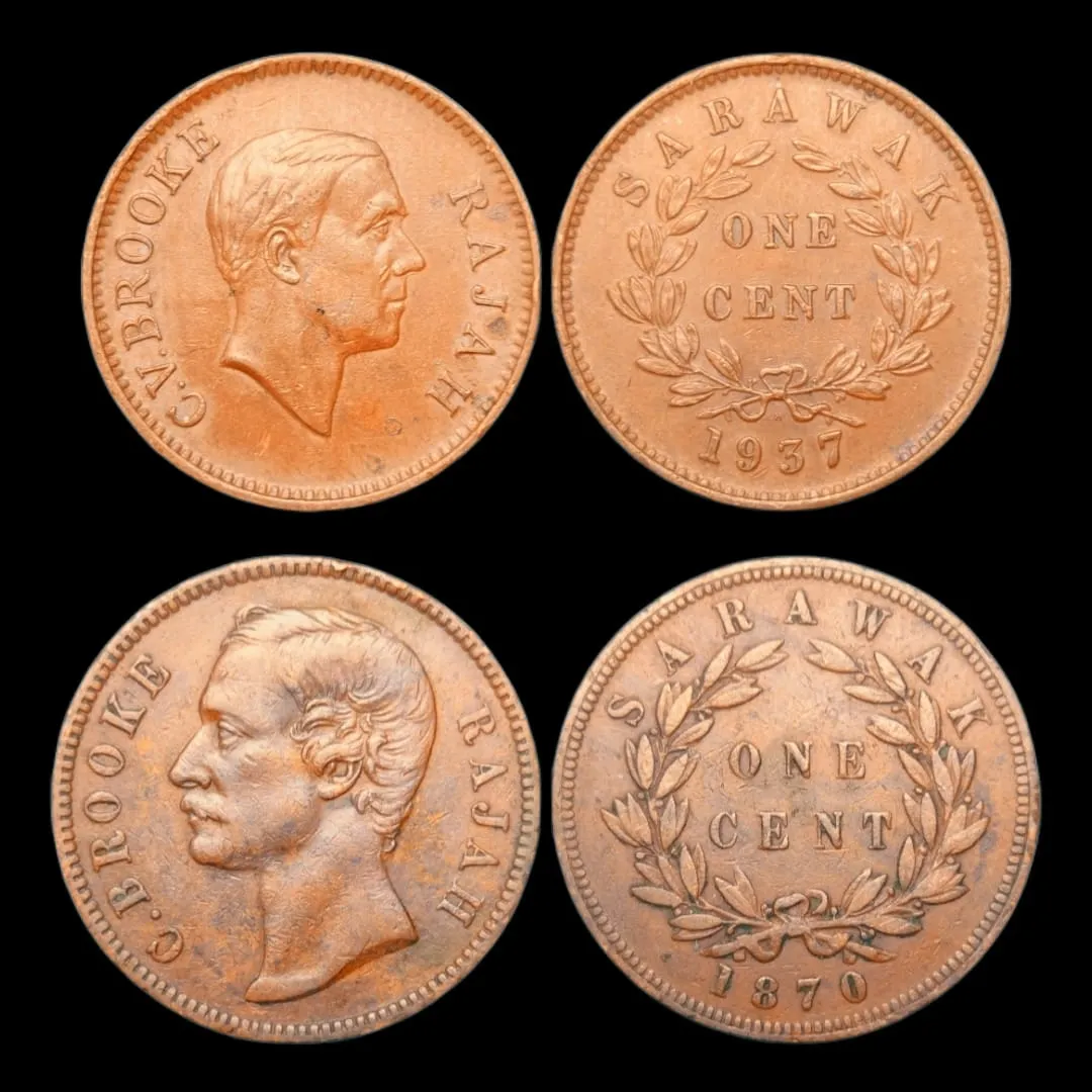 Very Rare Sarawak One Cent Pair – 1870 & 1937