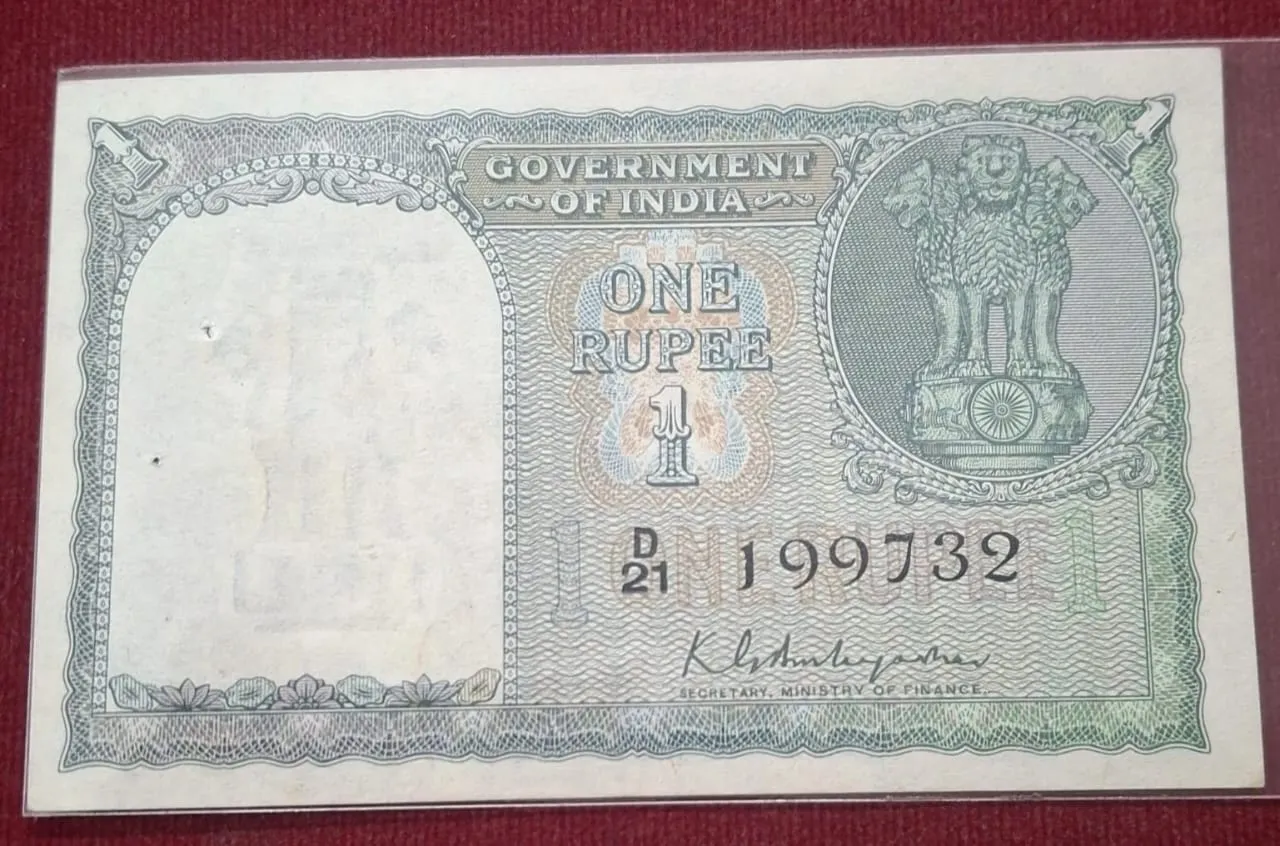One Rupee K.G Ambegaonkar Rare Note