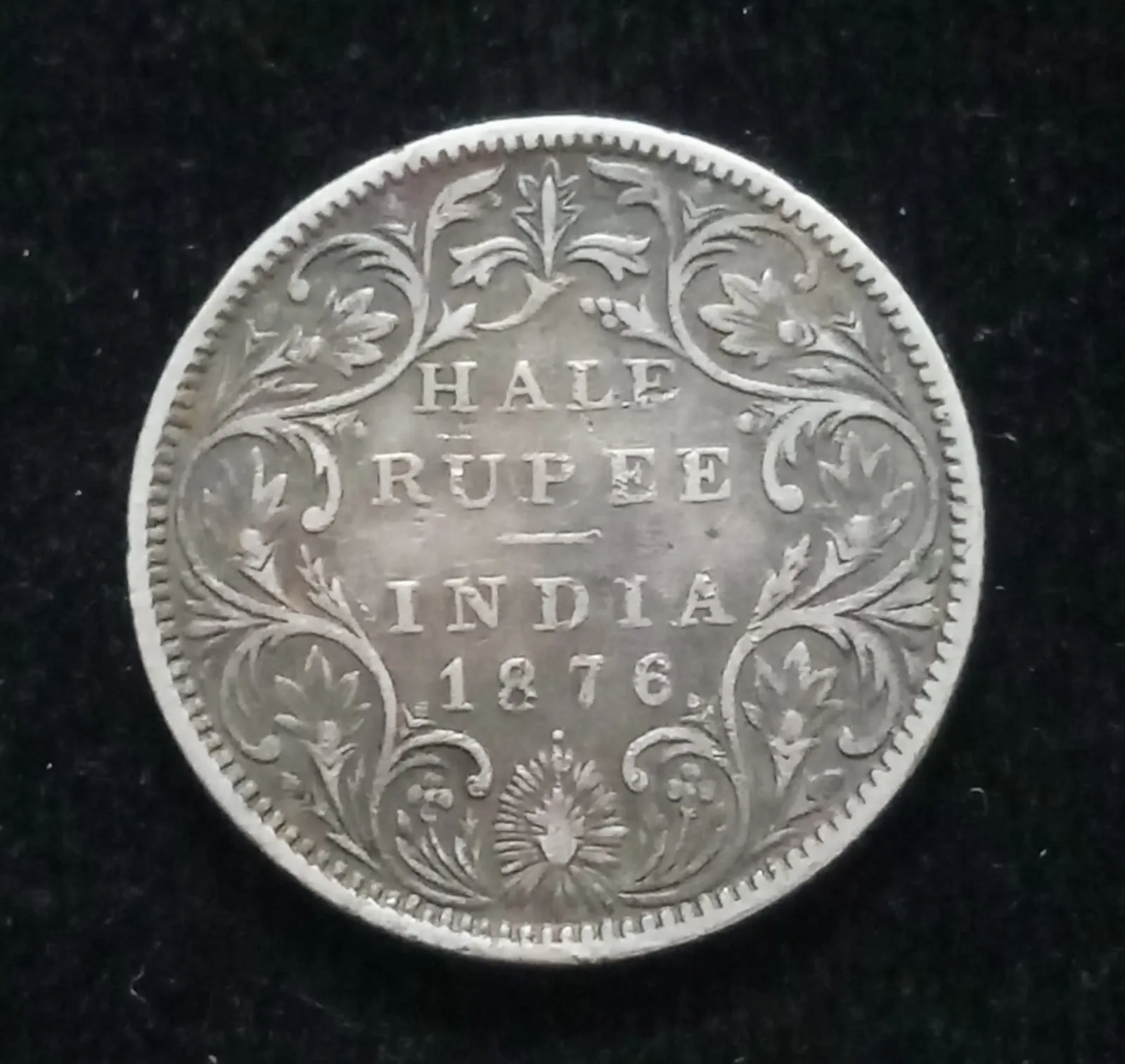 Half Rupee 1876 Victoria Queen Very Rare Coin