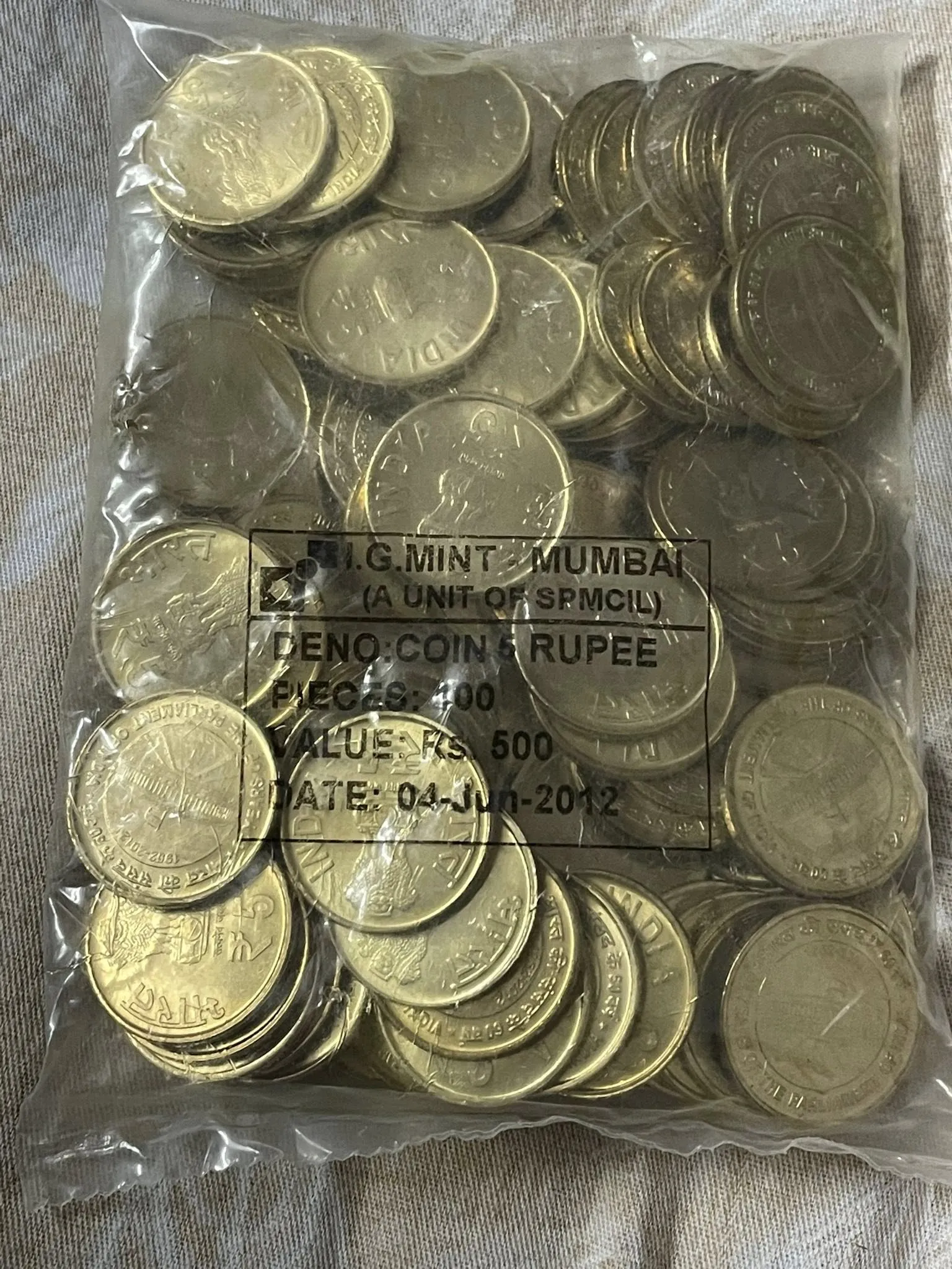 5 Rupees 60 Years of Parliament of India - Mumbai Mint sealed packet