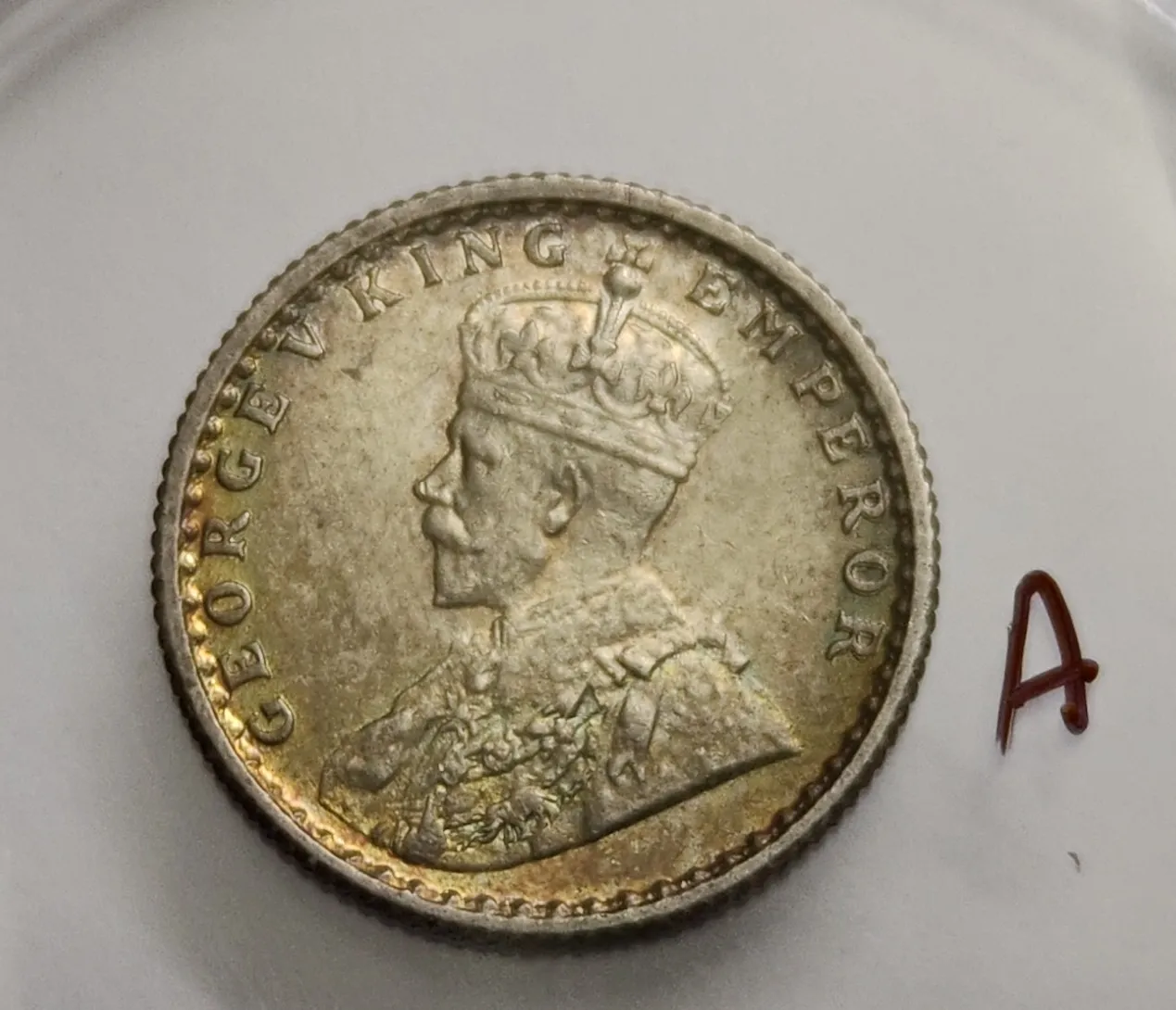 British India George V 1/4 Rupee 1936 Silver Coin UNC