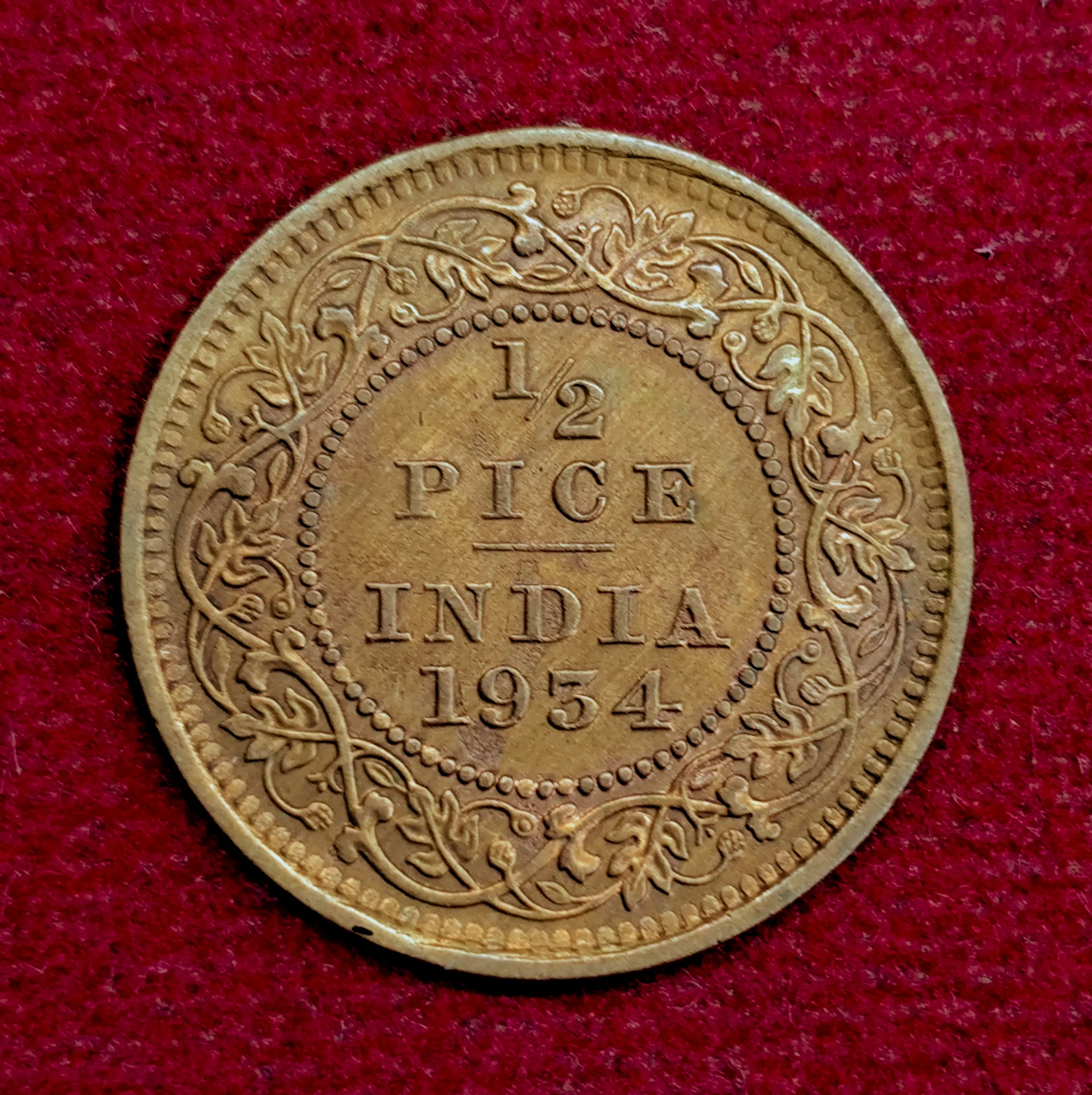 British India 1/2 Pice - George V 1934 Coin