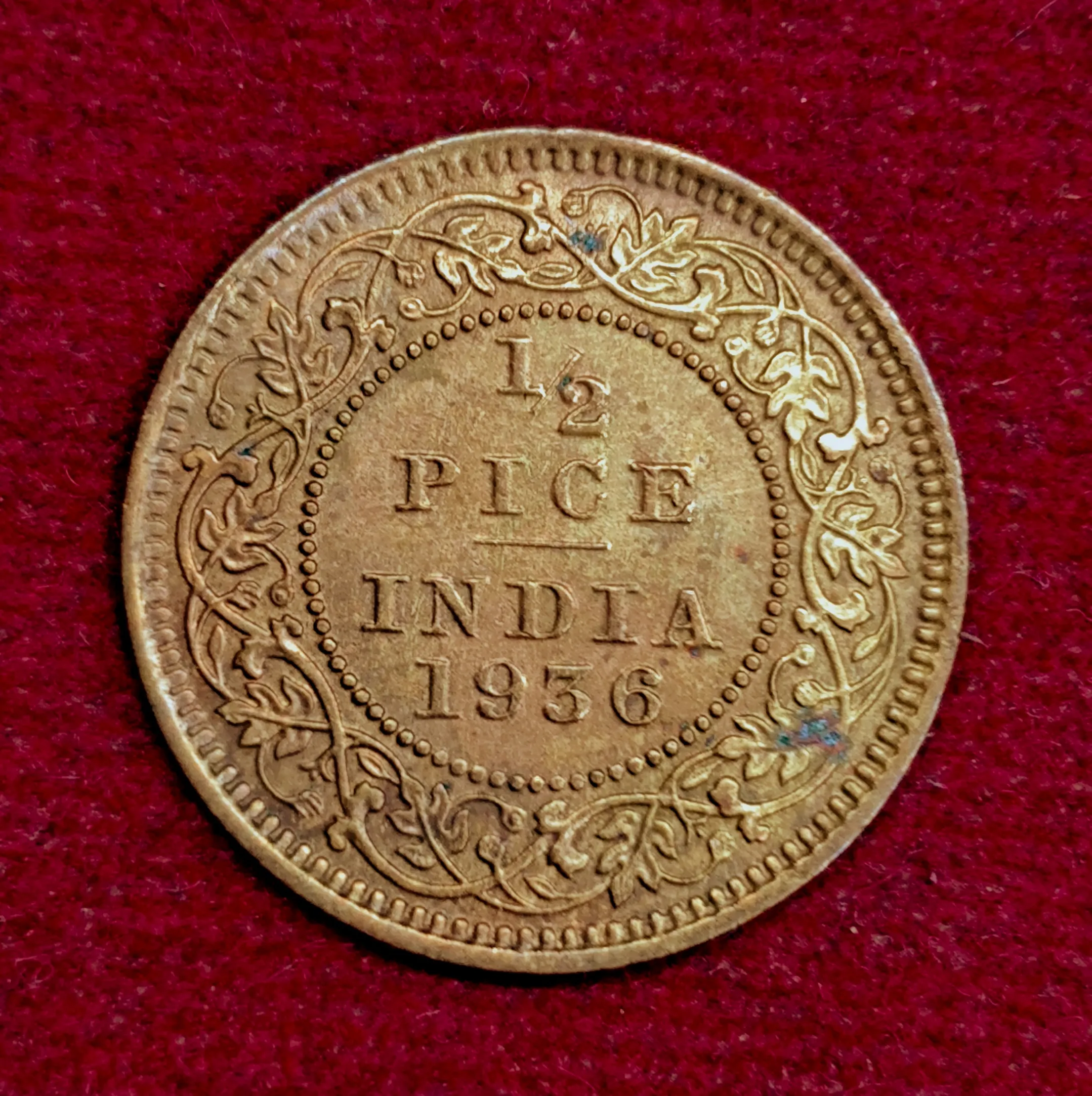 British India 1/2 Pice - George V 1936 Coin