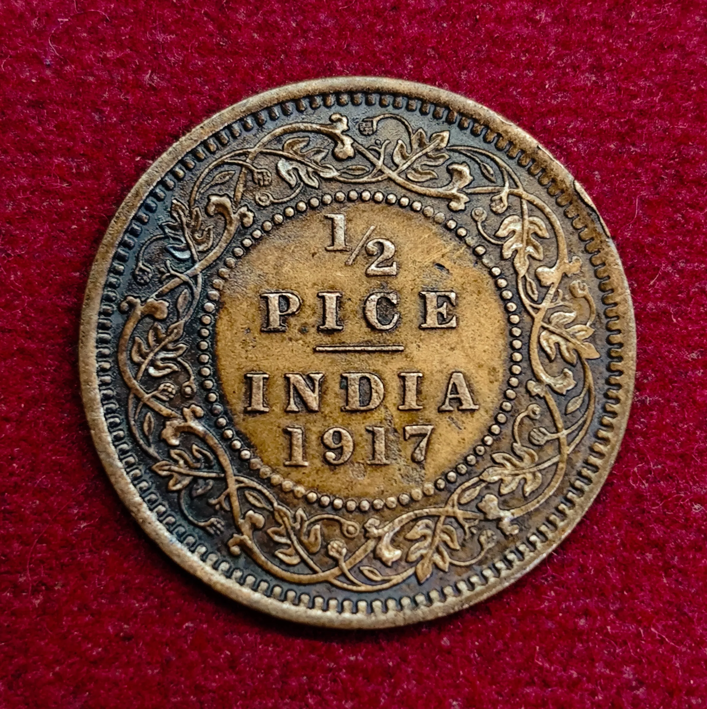 British India 1/2 Pice George V 1917 Coin