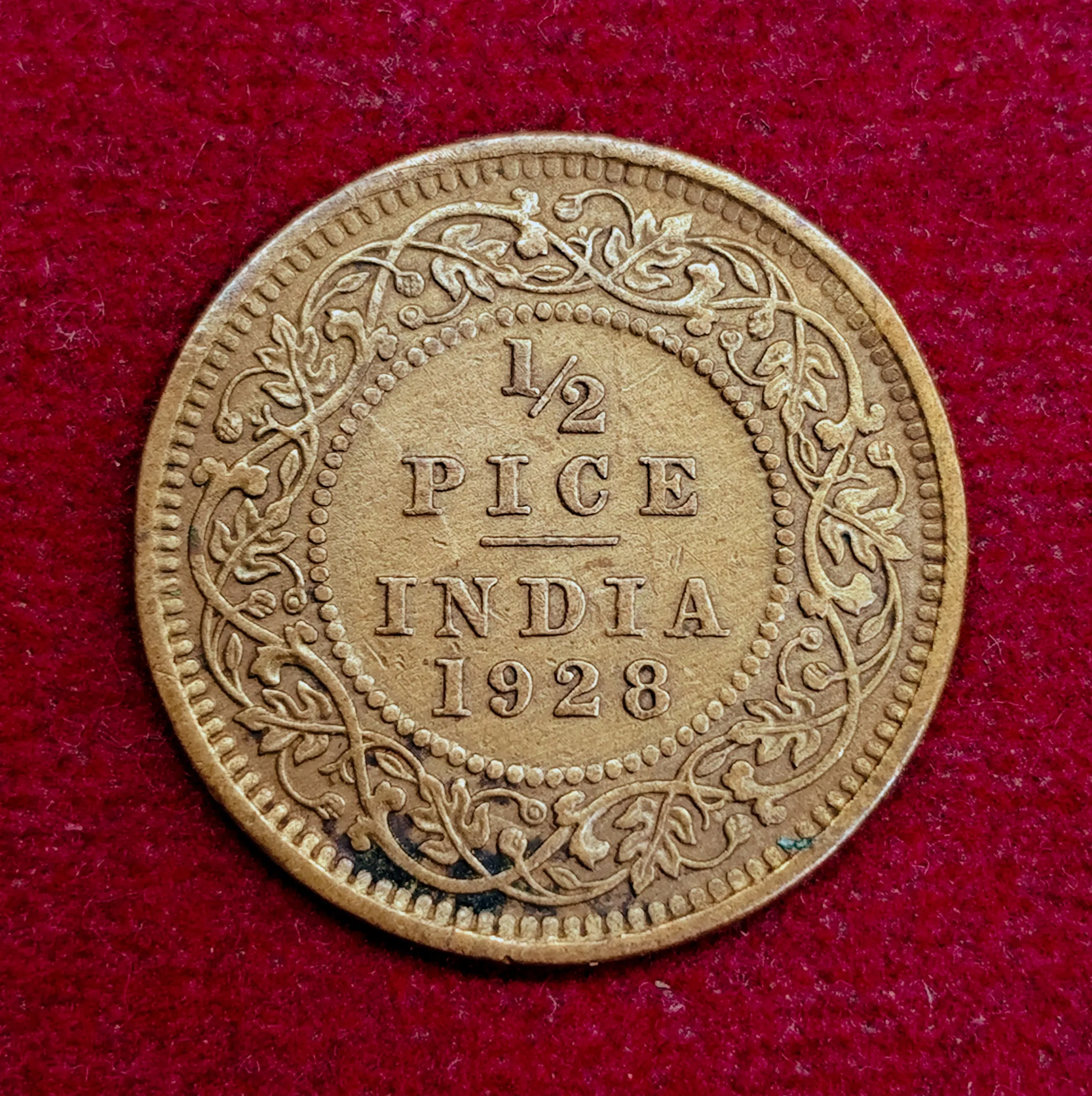 British India 1/2 Pice - George V 1928 Coin
