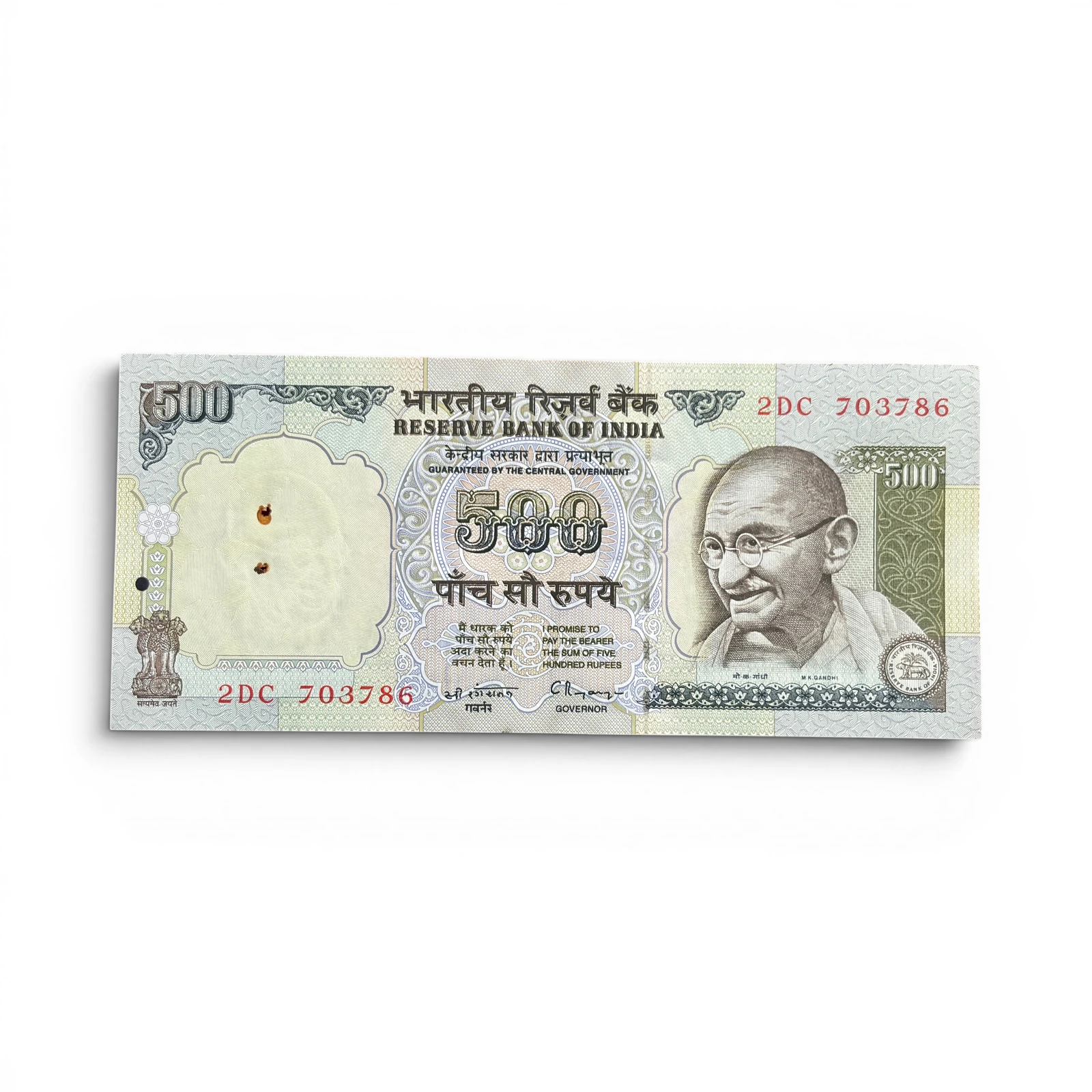 India, Rupees 500 Banknotes, Holy Fancy Serial Number Ending 786, Second Series (Blue), Sign. C. Rangarajan, (2DC 703786)