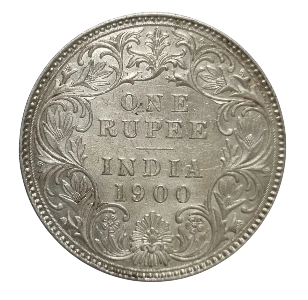 1900 HIGH GRADE BRITISH INDIA ONE RUPEE BOMBAY MINT MARK INCUSED