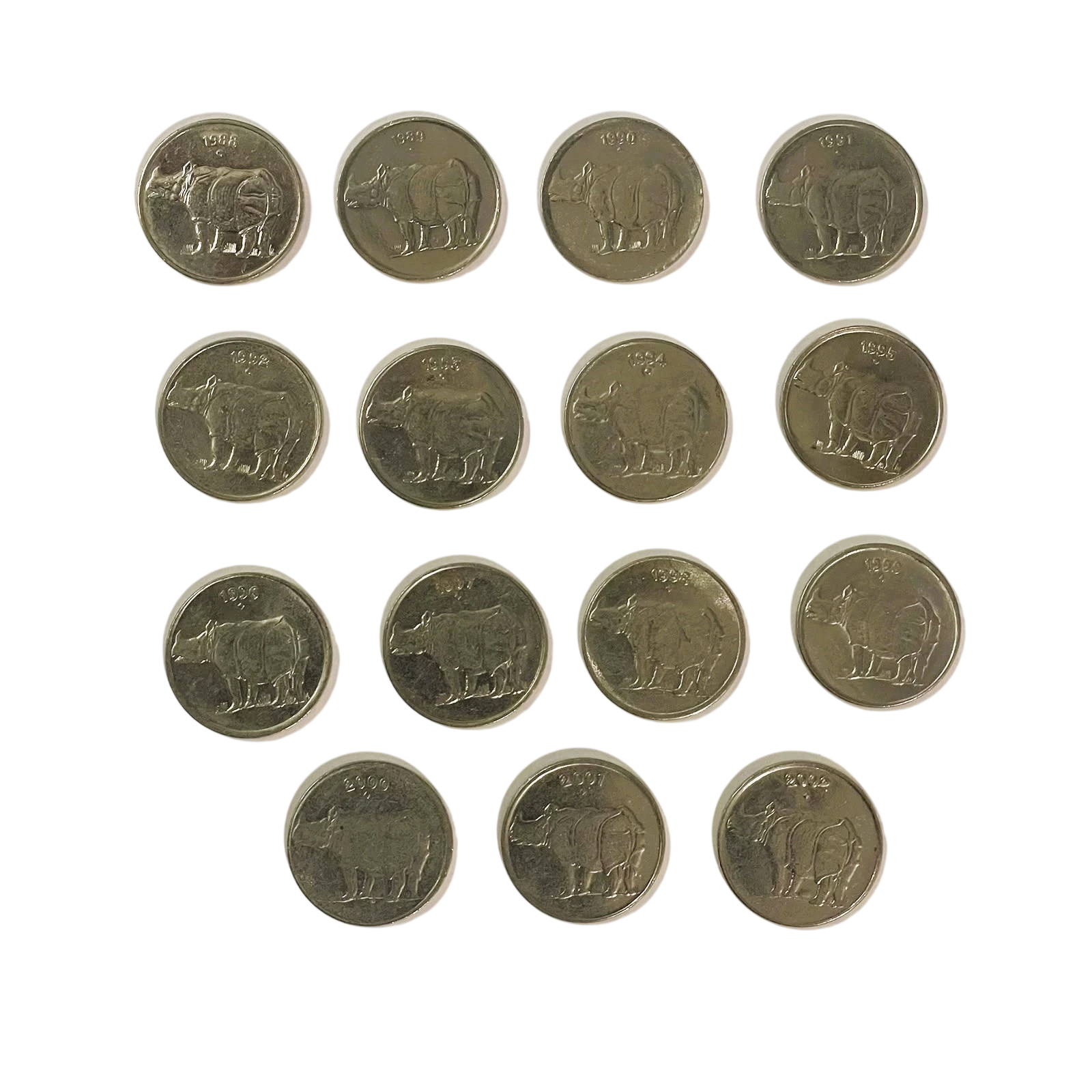 25 Paise Steel Issue  Year wise set (1988-2002)