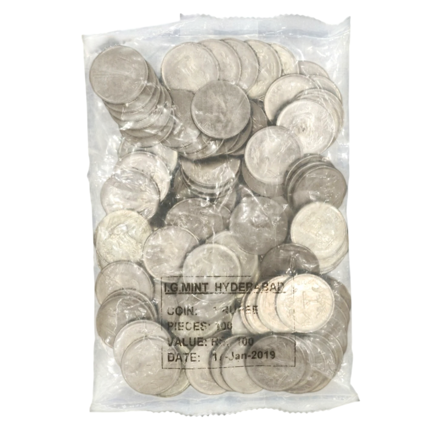 1₹ 2018 Floral Issue Hyderabad Mint Sealed Packet of 100 coins