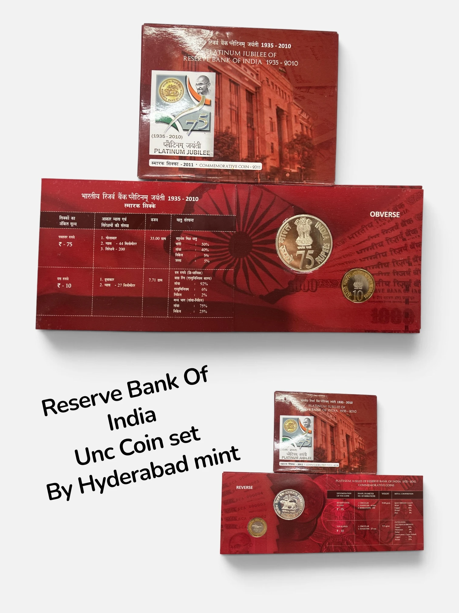Reserve Bank of India unc coin Set by Hyderabad mint