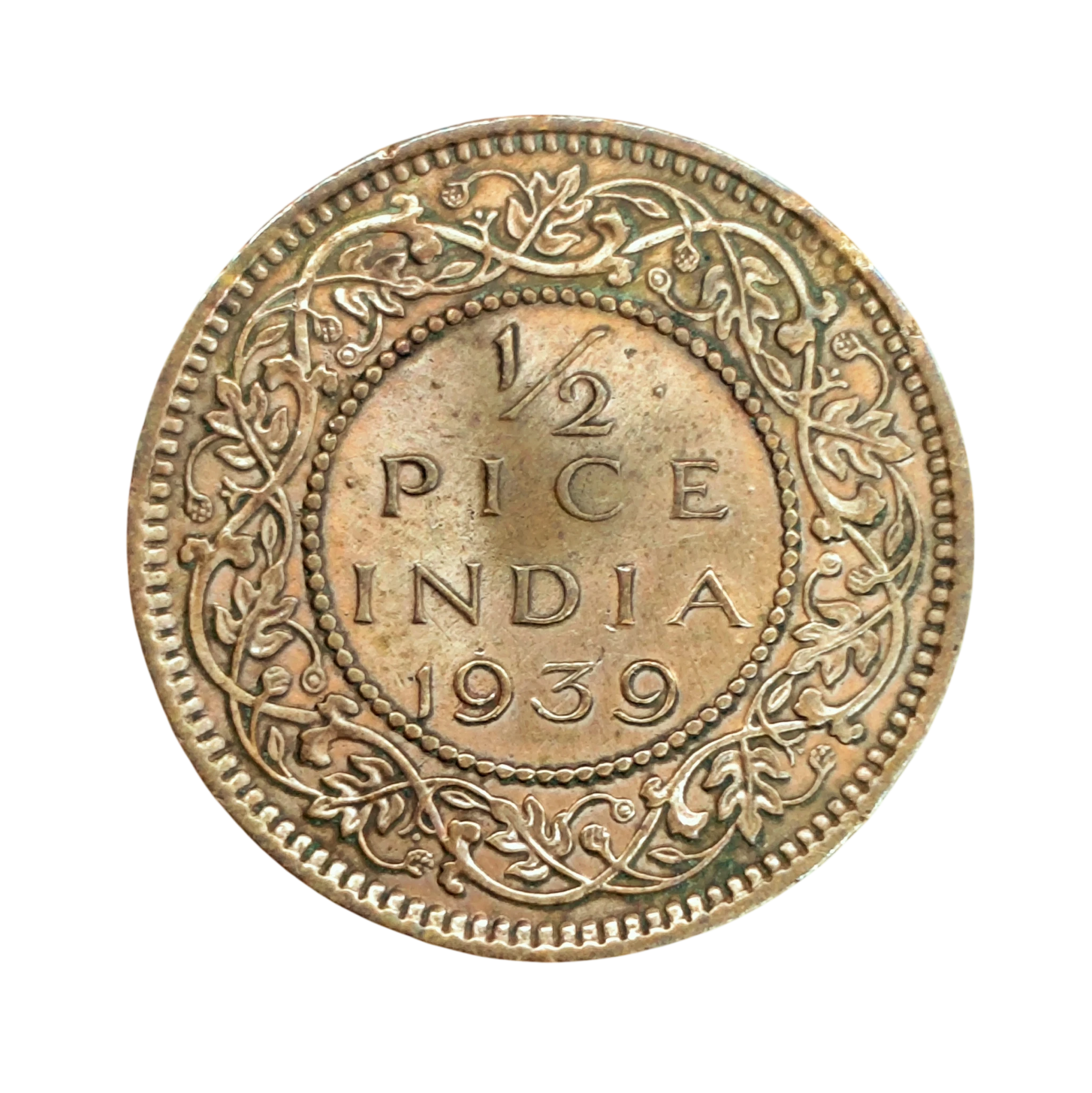 British India 1/2 Pice George VI 1939 Coin - SNS - 1