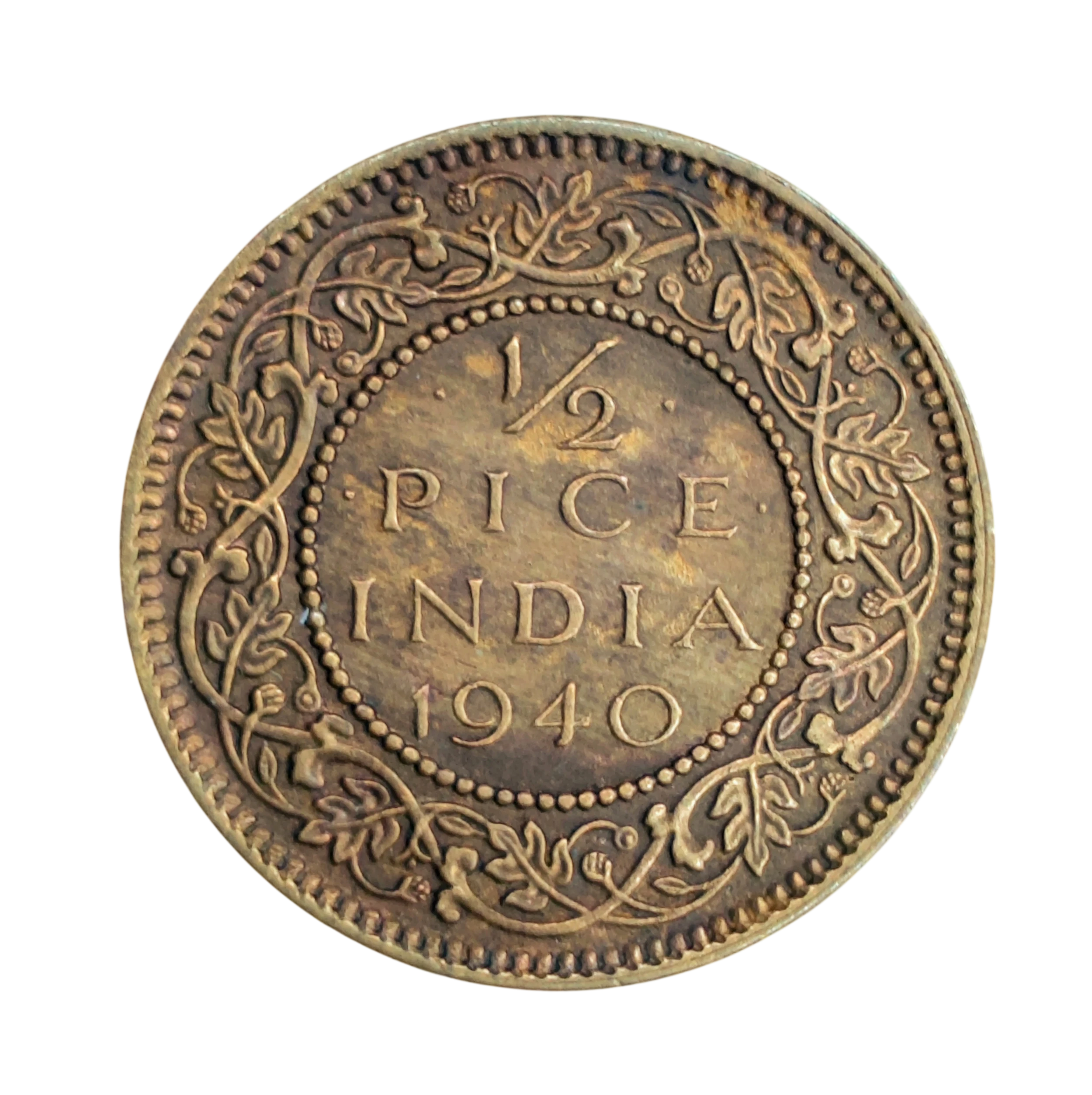 British India 1/2 Pice George VI 1940 Coin SNS - 2