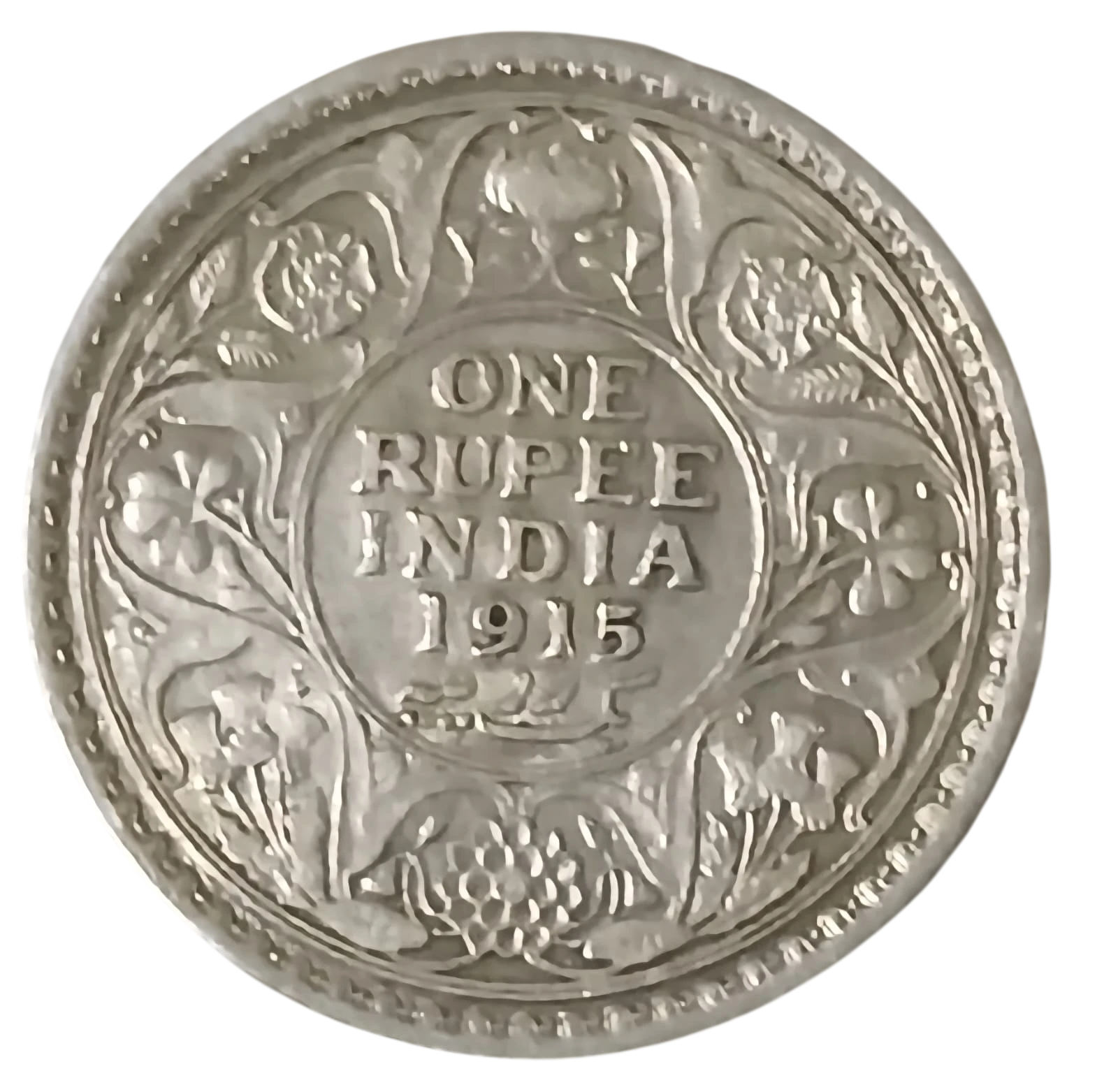 ONE RUPEE  BRITISH INDIA 1915 RARE COIN IN TOP CONDITION