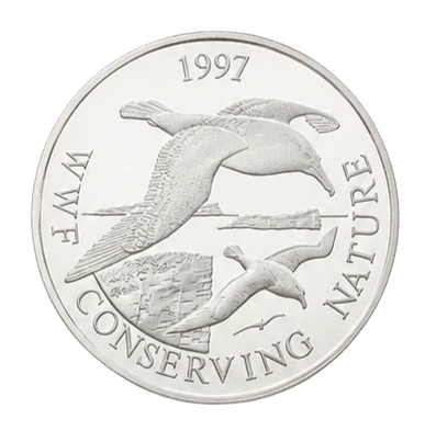 1997 Falkland Islands 50 Pence Dolphin Coin – Queen Elizabeth II – Conserving Nature Commemorative Coin