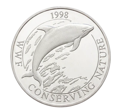 1998 Falkland Islands 50 Pence Dolphin Coin – Queen Elizabeth II – Conserving Nature Commemorative Coin