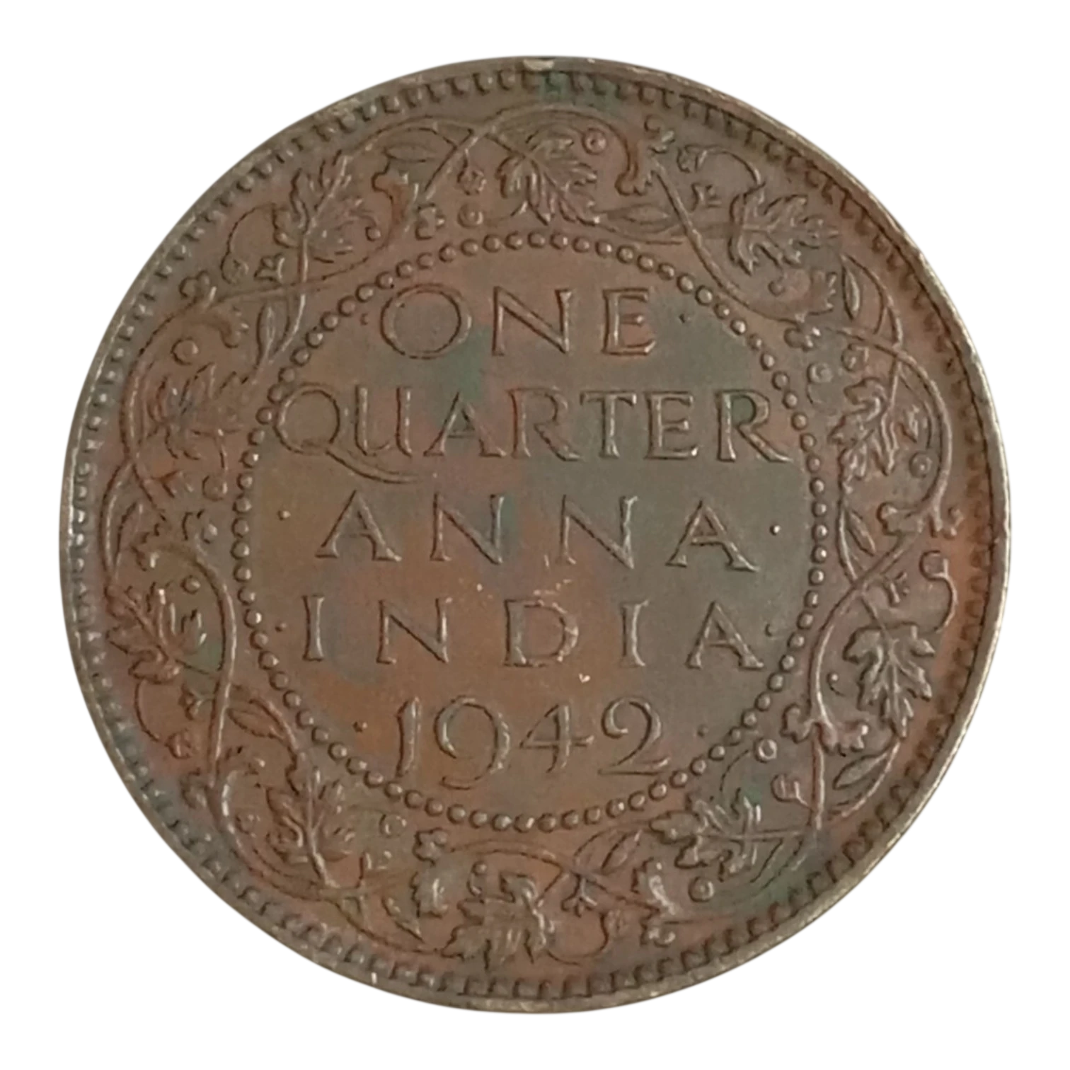 1942 British India ¼ Anna Coin – King George VI – Calcutta Mint – Vintage Collectible Old Indian Coin
