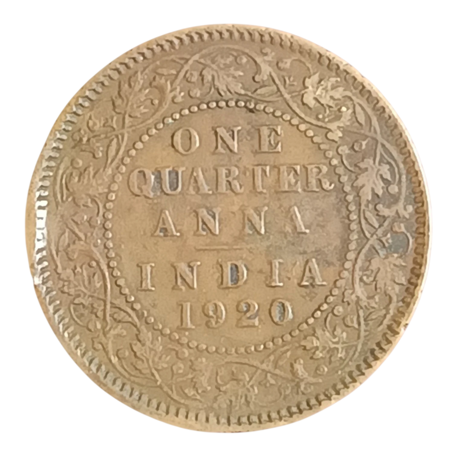 1920 British India King George V 1/4 Anna Bronze Coin – Calcutta Mint – Vintage Antique Collectible
