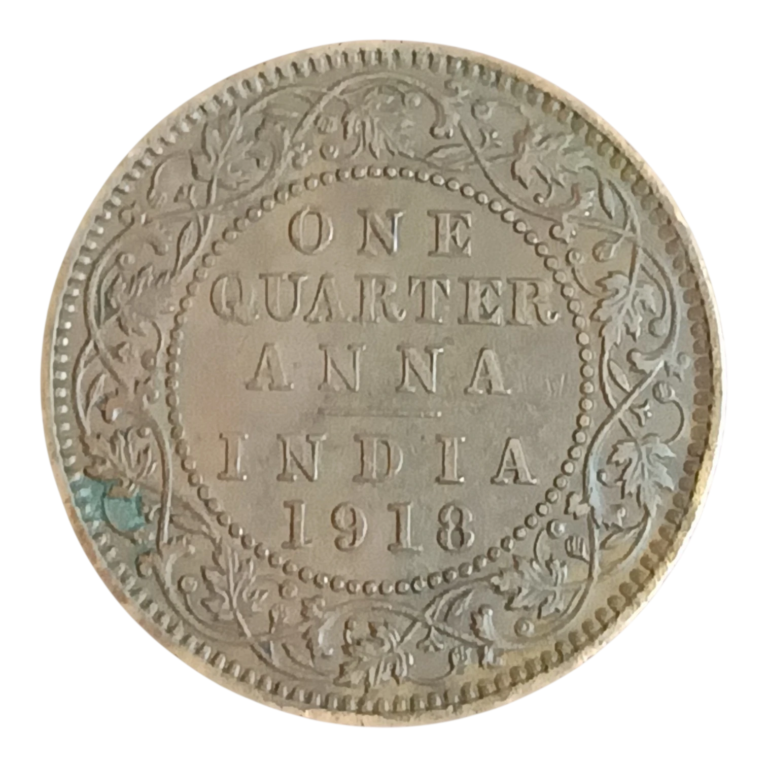 1918 British India King George V One Quarter Anna Calcutta Mint Bronze Coin – Fine Condition