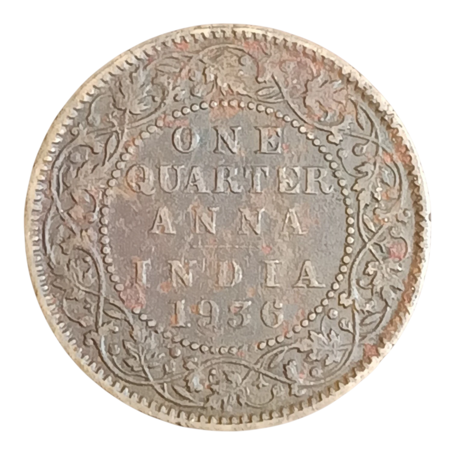 British India King George V Quarter Anna 1936 Calcutta Mint Bronze Coin – Vintage Collectible