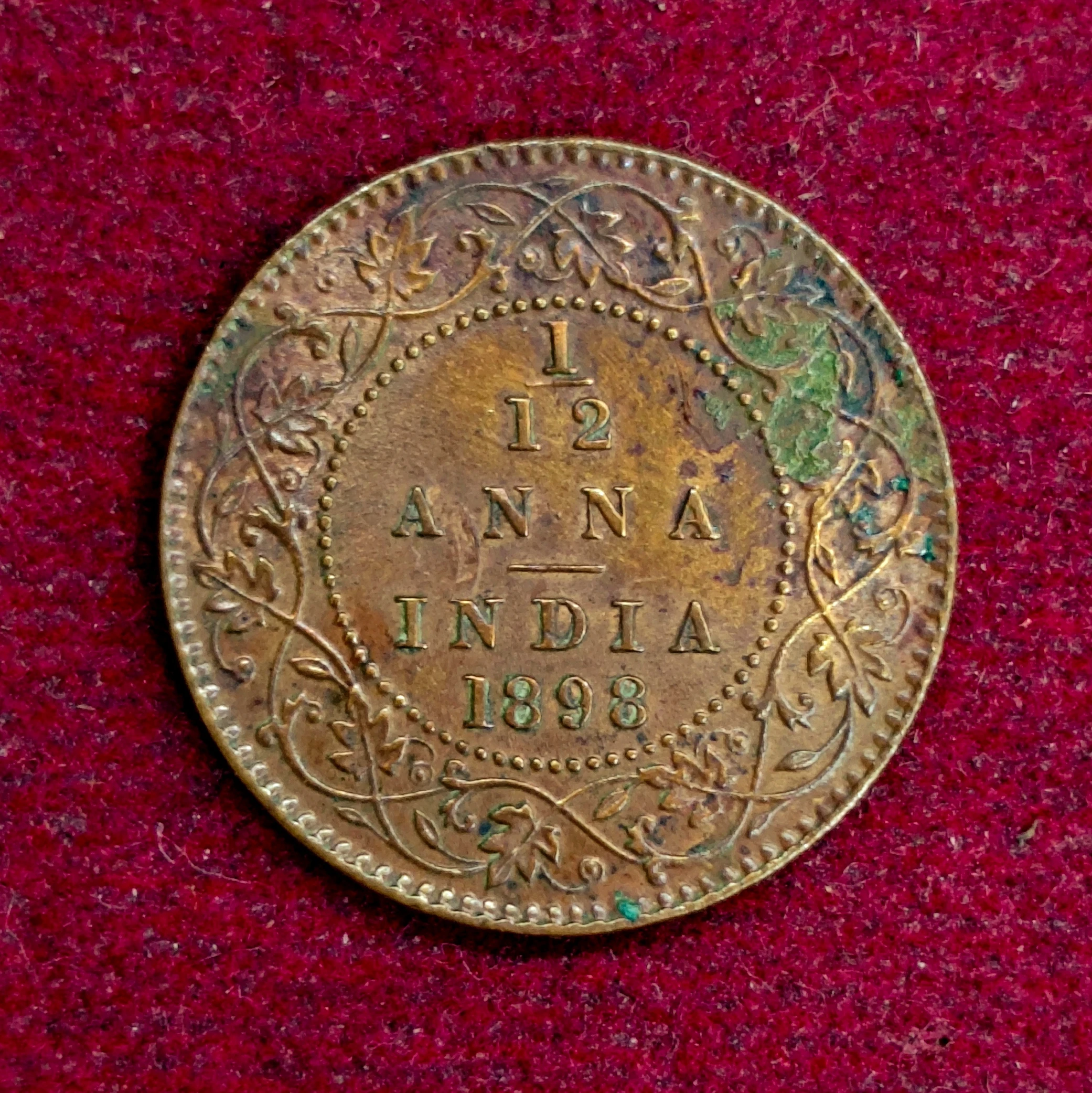 British India 1/12 Anna - Victoria Empress 1898 Coin