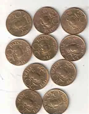 20  PAISA KAMAL  XF ( 10 COIN ) MIX MINT MIX YEAR 1968  TO 1971