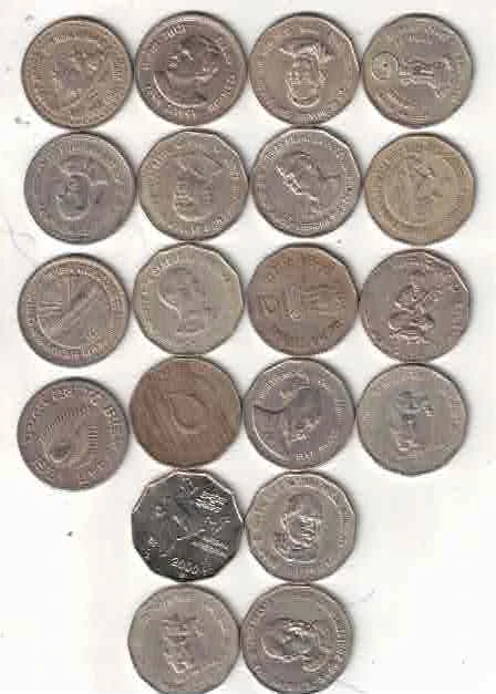 1 RS AND 2 RS ALL COMMOMORETVIE COIN USED TO VERY FINE  ( 20 ) PCS ALL DIFFERENT COIN MIX MINT MIX YEAR