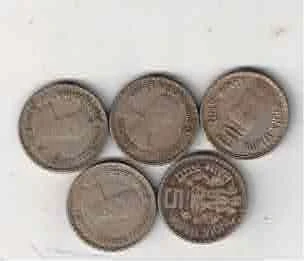 5 RS COMMEMORATIVE COIN  ( 5 PCS ) MIX MINT USED DADABHAI NAVROJI