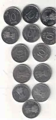 10 PAISA ( 13 ) COIN SAMEEL XF 1988 TO 1998 MIX YEAR MIX MINT