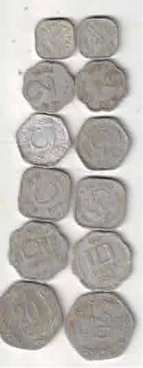 1 -2-3-5-10-AND 20 PAISA ALL 2 COIN 12  COIN USED MIX YEAR MIX MINT
