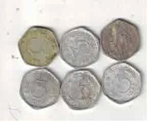 3 PAISA ( 6 COIN ) USED MIX YEAR MIX MINT