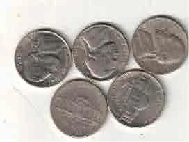 USA 5 CENTS  ( 5 COIN ) XF MIX YEAR MIX MINT