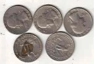 USA QUERTAR DOLLAR ( 5 COIN ) XF MIX YEAR MIX MINT