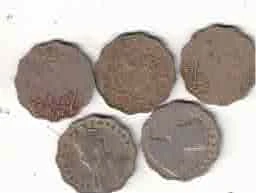 1 ANNA GEORGE V I ( 5 COIN ) 1912-1919-1925-1928 AND 1936 USED TO VERY FINE MIX MINT