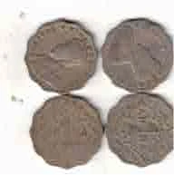 1 ANNA GEORGE V I ( 4  COIN )1919-1929-1933  AND 1936 USED TO VERY FINE MIX MINT