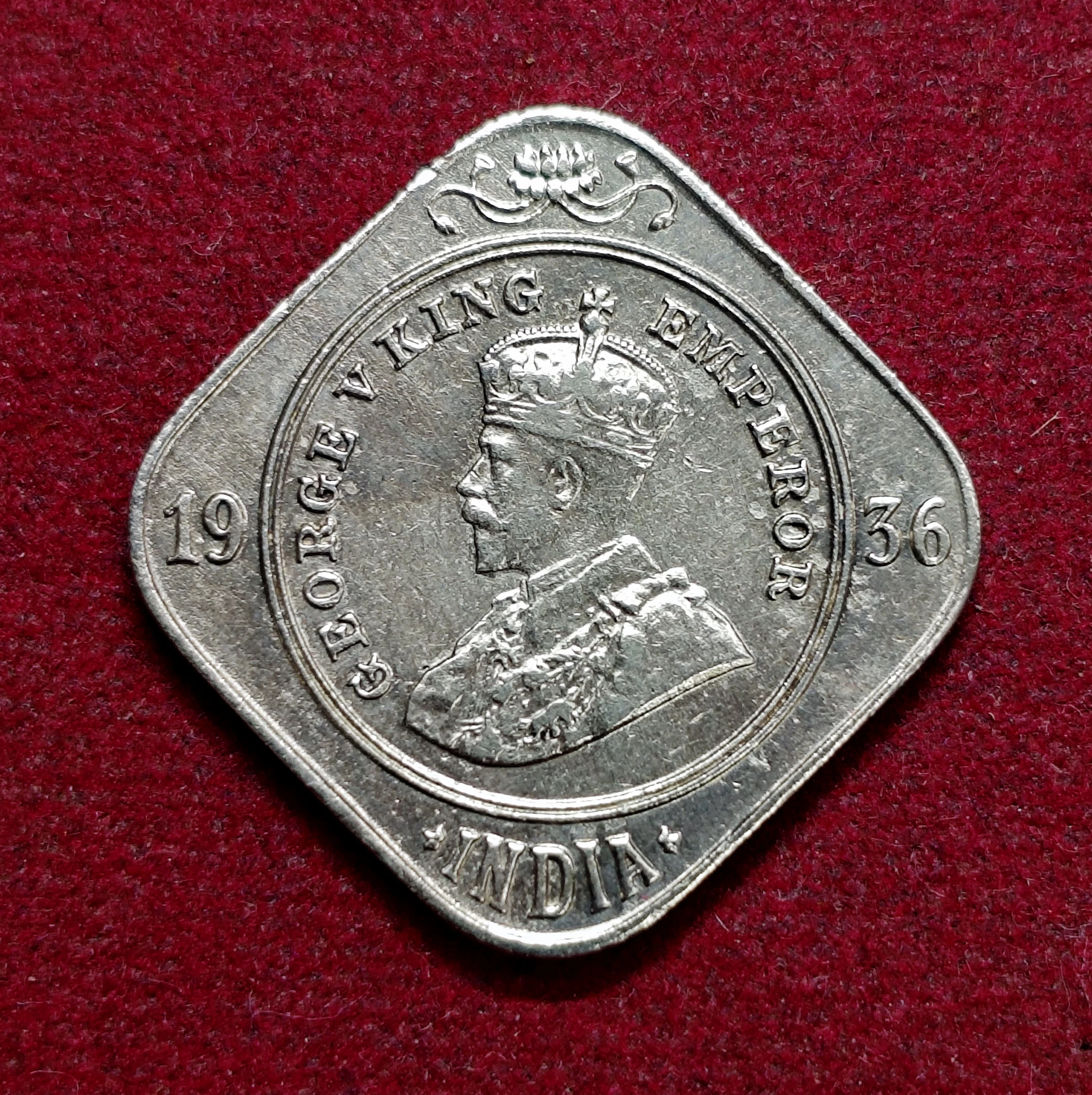 British India 2 Annas George V 1936 Coin SNS