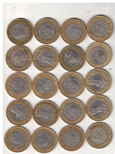 10 RS ( 20  COIN ) USED RESAVER BANK OF INDIA