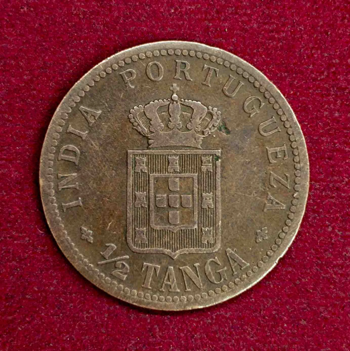 India Portuguese 1/2 Tanga Carlos I Lisboa mint 1903 Coin