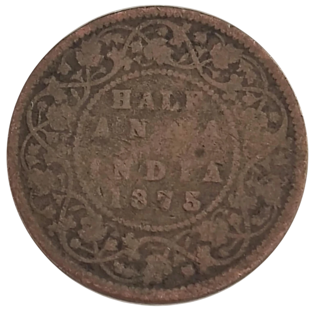 RARE HALF ANNA 1875 VICTORIA QUEEN CALCUTTA MINT