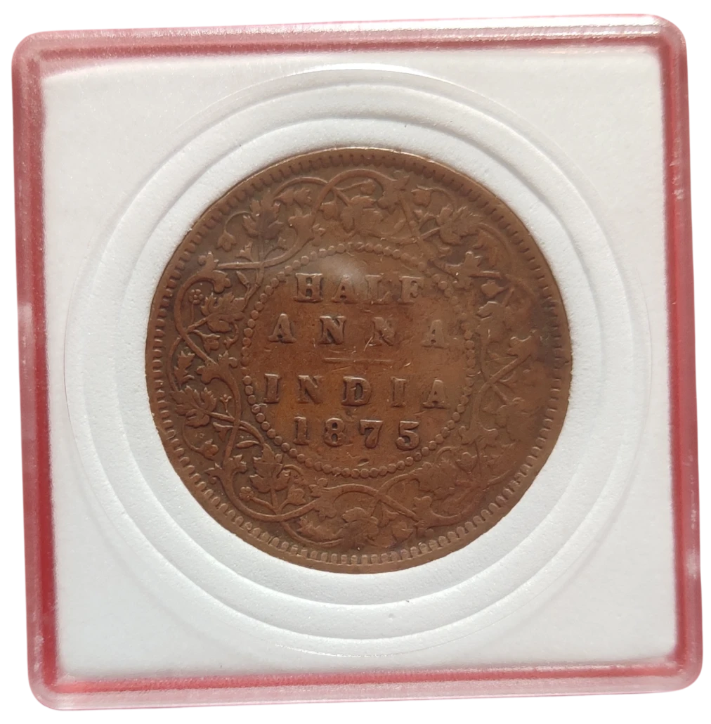 EXTREMELY RARE HALF ANNA 1875 CALCUTTA MINT VICTORIA QUEEN IN EXCELLENT CONDITION