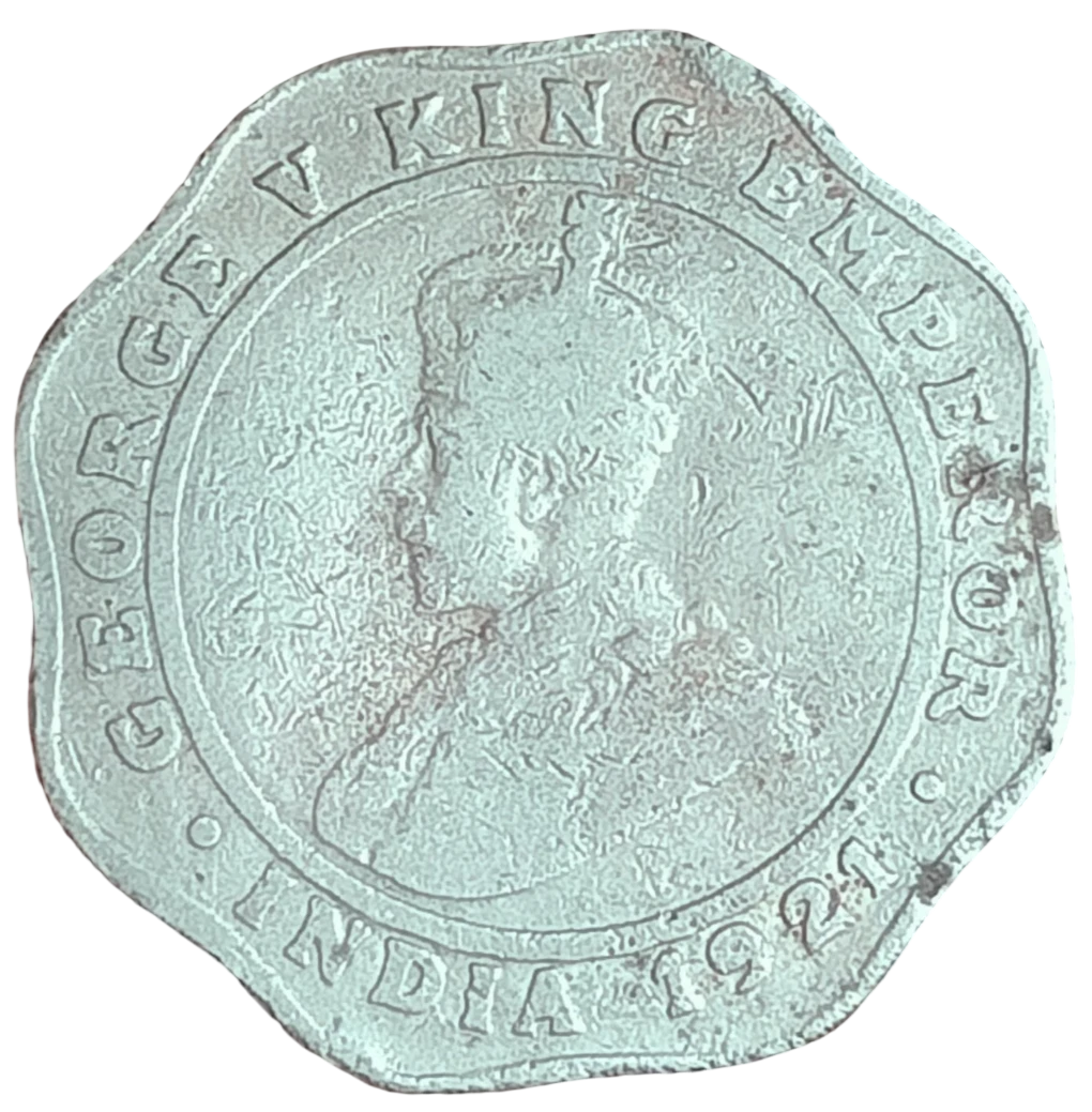 EXTREMELY RARE 4 ANNA COIN 1921 CALCUTTA MINT GEORGE V