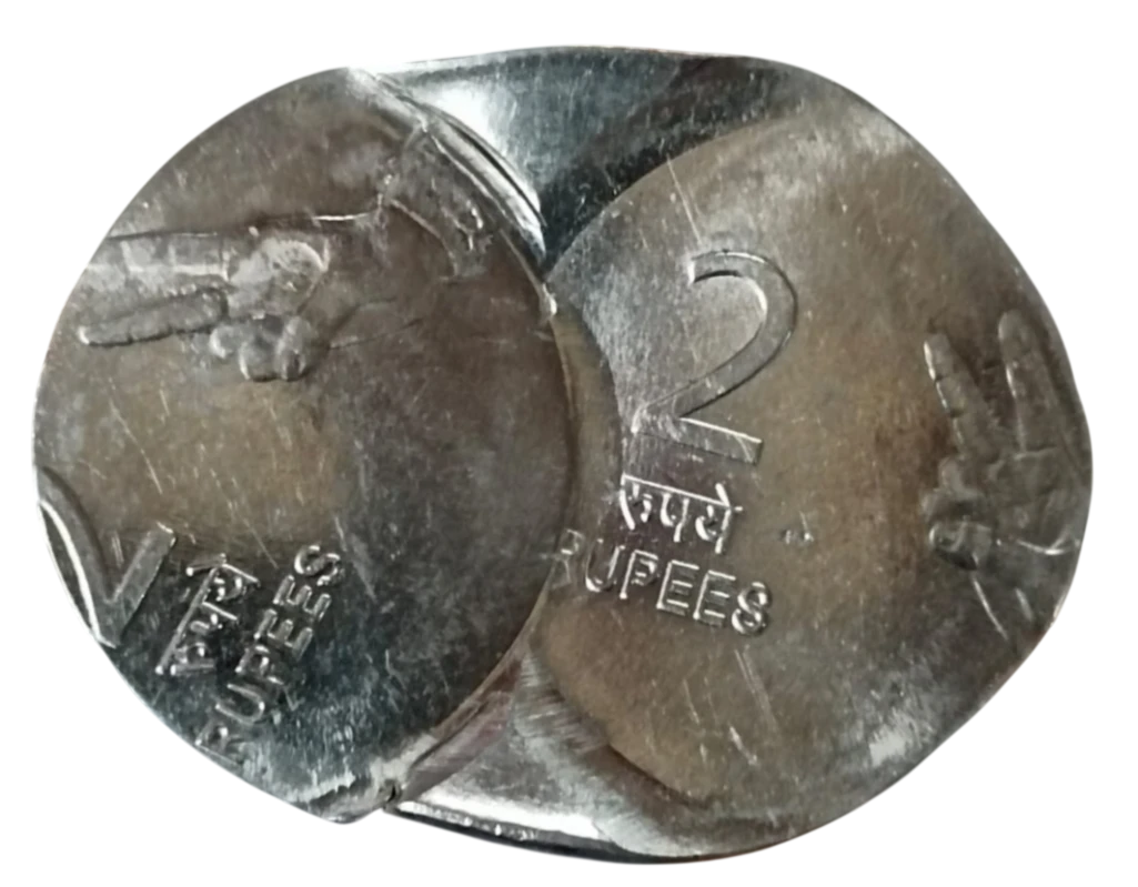 EXTREMELY RARE 2 RUPEES MUDRA ISSUE BEAUTIFUL DOUBLE STRIKE IN BUNC CONDITION