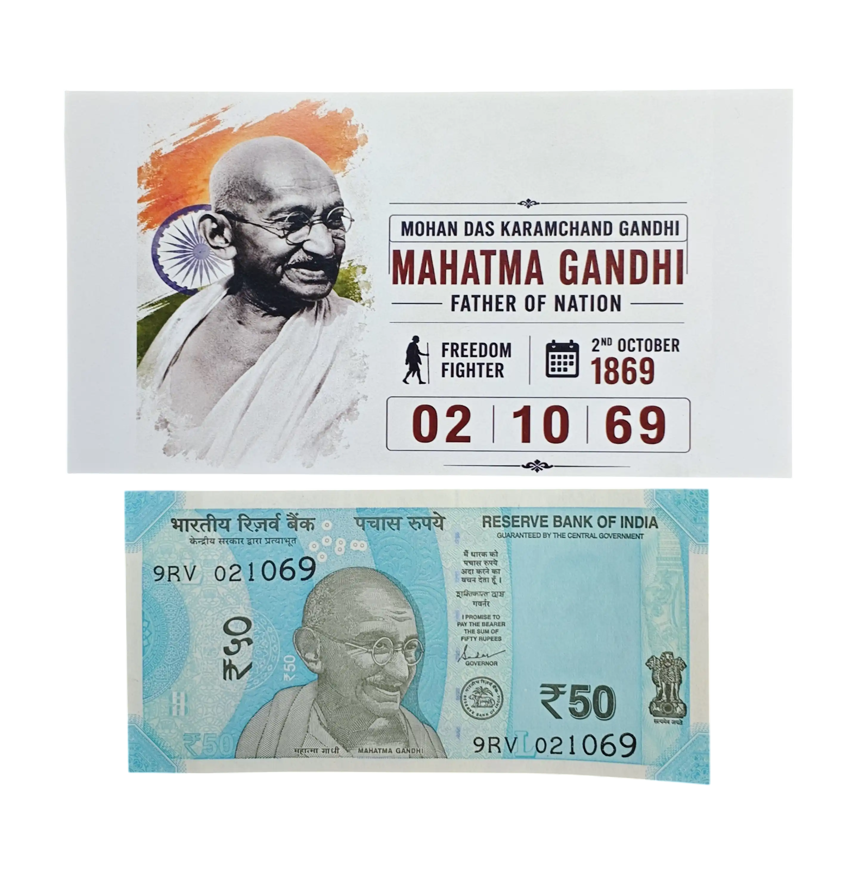 Birthday Note of Mahatma Gandhi - Freedom fighter 2nd Oct 1969 (021069)