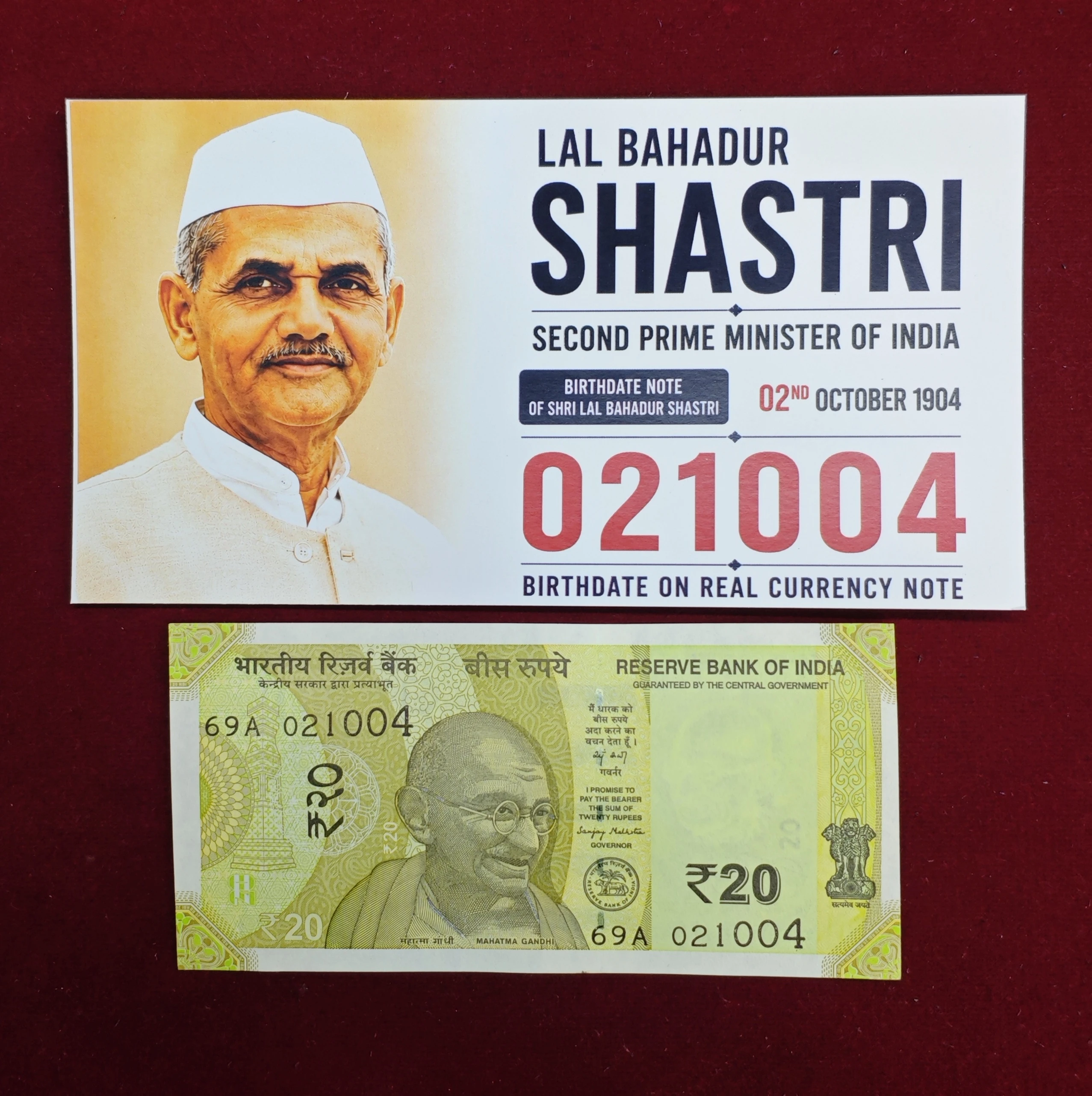 Birthday Note Of Lal Bahadur Shastri - Former Prime Minister of India 2nd Oct 1904 (021004)